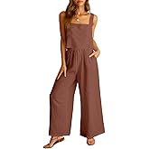 ANRABESS Women's 2 Piece Outfits Linen Pants Jumpsuit Matching Lounge Set Casual Summer Beach Vacation Trendy Clothes