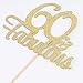 Gold Glitter 60 & Fabulous Cake Topper - 60th Birthday Party Decoration Sign - Adult Birthday Party Supplies