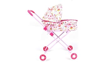 RBN Baby Doll Buggy Pram Baby Doll Stroller, Soft Body 14 Inch Baby Doll Included - Combo Set for Toddlers Girls Kids - Pink
