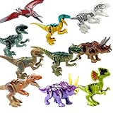 10 Pcs Dinosaur Building Blocks Action Figures Toy Set - Chimpy - Dino Stackable Figures Lot, for Boys and Girls, Perfect as Party Supplies, or as Cake Toppers