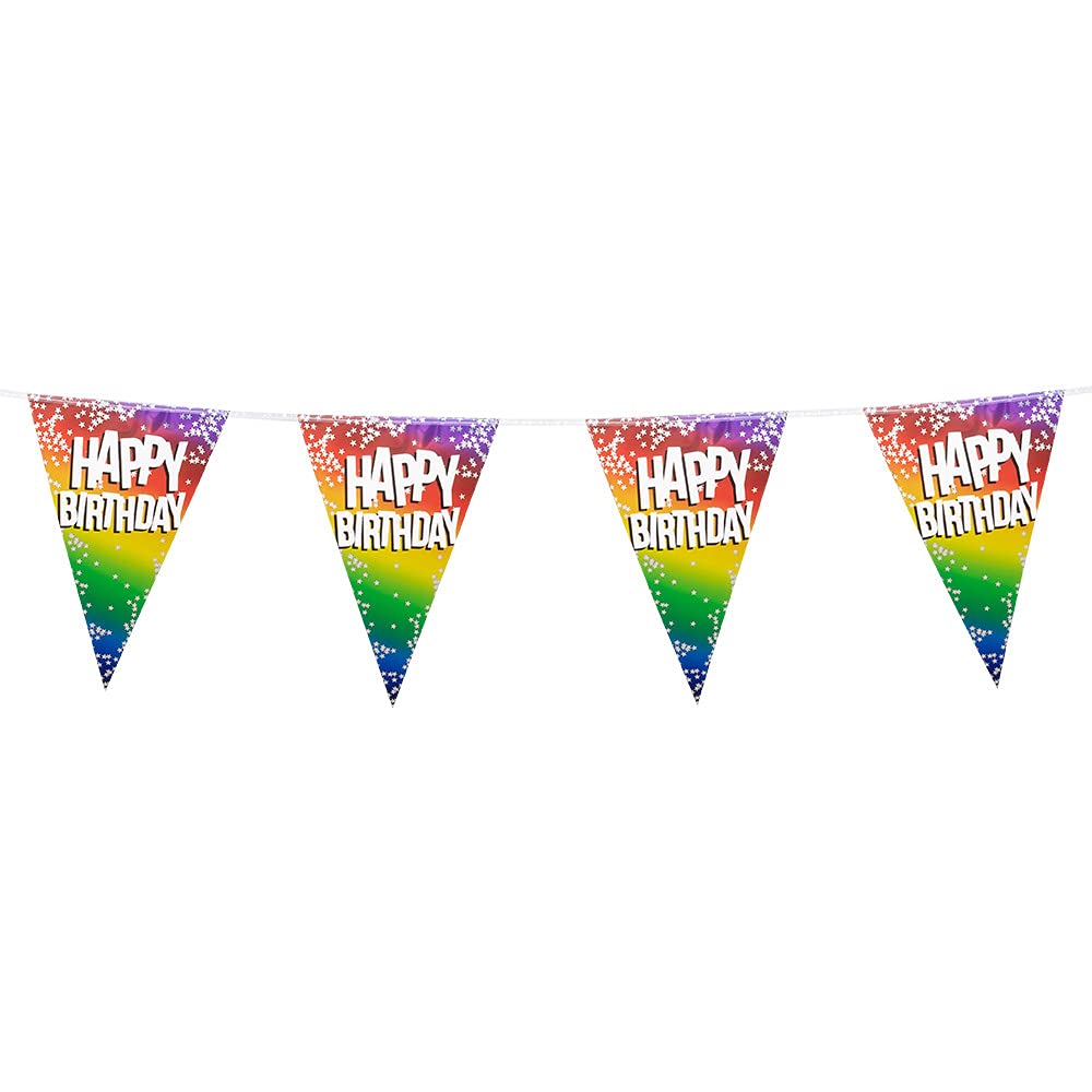 Boland 30282 Happy Birthday Rainbow Multi-Coloured Foil Birthday Bunting Party Banner Decoration Accessory 6m - Image 3