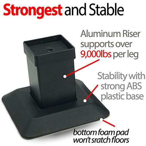 IPrimio Aluminum Bed Risers Heavy Duty Metal, 5 Inch Lift, 6 Pack, Up