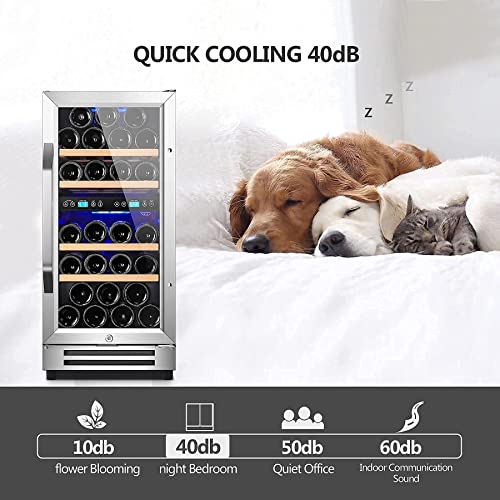 Karcassin 15 Inch Wine Cooler Refrigerator, Mini Fridge 28 Bottle