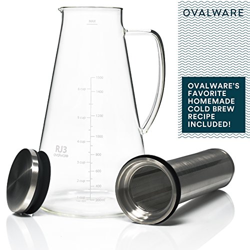 ovalware Airtight Cold Brew Iced Coffee Maker (& Iced Tea Maker) with