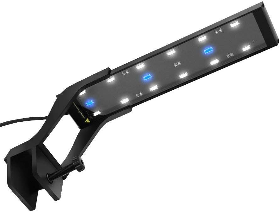 LNIDEAS Aquarium LED Clip on Light，Fish Tank Light with 3 Blue & 12 White LEDs， Bracket Lighting for 10"-18"（within 45cm） Water Tank