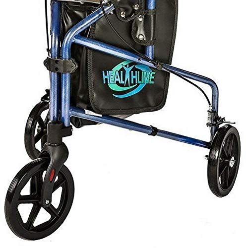 HEALTHLINE 3 Wheel Rollator Walker for Seniors, Foldable Lightweight