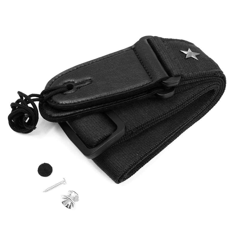 Alnicov 2" Cotton Guitar Strap,Adjustable Cotton Guitar Shoulder Strap for Acoustic Guitar Electric Guitar Bass(Black)