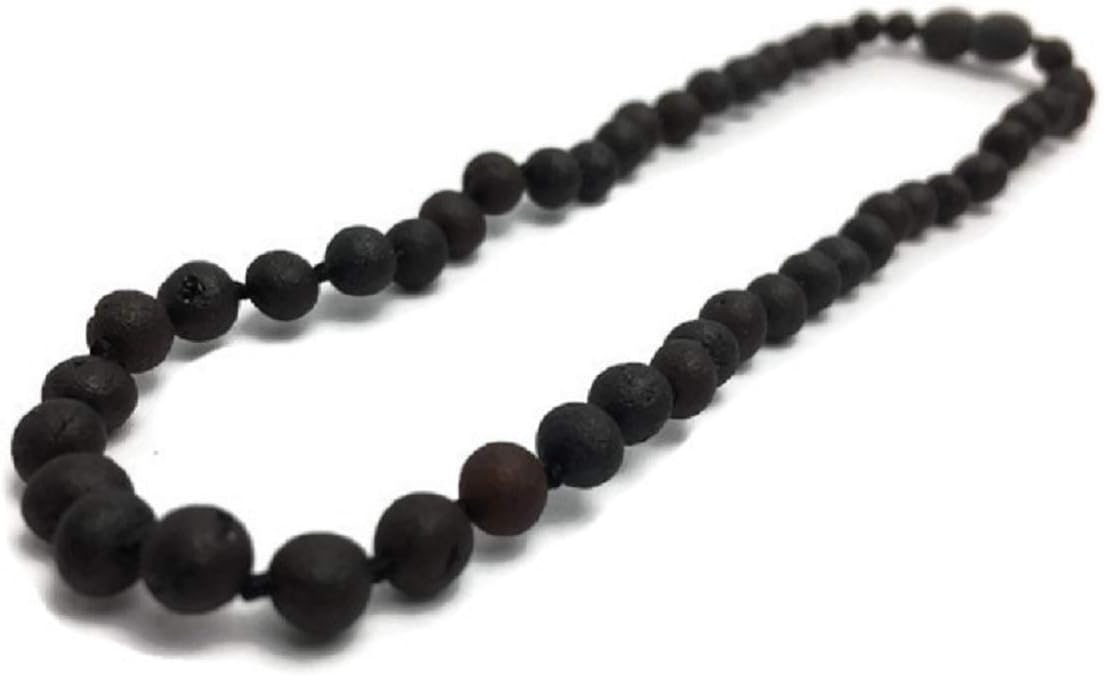 Batlic Amber Necklace 12.5 Inch Raw Cherry Shape Bean Drooling Fever Pain Natural Organic Beads