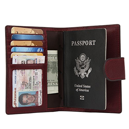 Banuce genuine leather passport cover with snap button closure co…