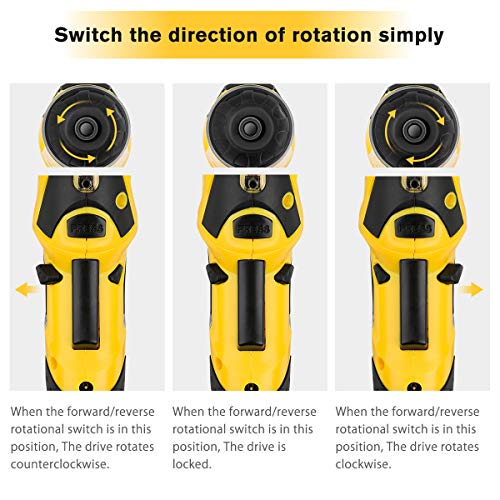 Baban Electric Screwdriver 2000mAh Li-Ion Rechargeable Cordless Screw Gun with 30Bits USB Charging Cable 30pcs Driver Bits LED Light, Yellow