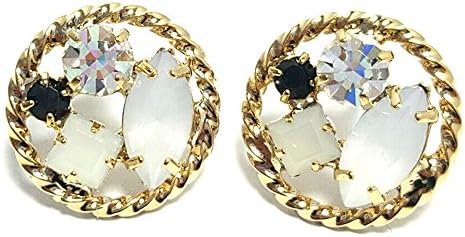 Artnouveau Elle Rhinestone Acrylic Beads Circle Stud Earrings Fashion jewelry