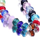 RUBYCA Mixed Faceted Murano Lampwork Glass Beads Fit European Charm Bracelet By eArt