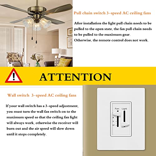 Universal Ceiling Fan Remote Control and Receiver Kit with dimmer for 3