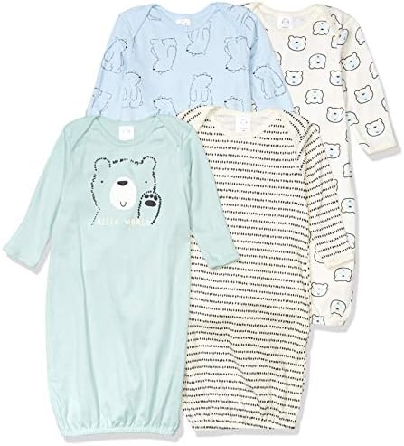 Gerber Baby Boys’ 4 Pack Gowns, Bear, Preemie