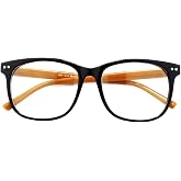 GQUEEN Fake Non-Prescription Glasses Clear Lens Women Men Oversized Frame | Lightweight, Tangle-free Design, Retro Vintage Style, UV400 Protection, Eyeglasses