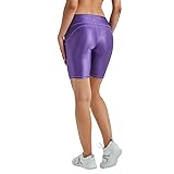 LEOHEX Women's Mid Rise Shiny Biker Shorts Quick