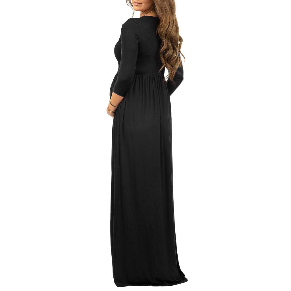 Topgrowth Vestiti Premaman Abito Da Gravidanza Manica A 3 4 Maxi Abiti Maternita Abito Donna Casual Vestito Lungo Taglie Forti Ruched Vestiti Donna Lunghi Abbigliamento Premaman Abiti