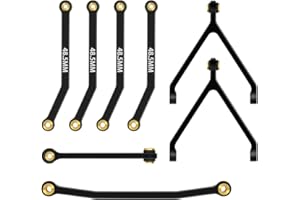 EPINON Aluminum High Clearance Chassis Suspension Links and Steering Links Set for 1/24 FMS FCX24 Upgrade Parts (8PCS Black)