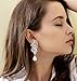 BriLove Women's Wedding Bridal Dangle Earrings Bohemian Boho Crystal Flower Chandelier Teardrop Bling Earrings Clear Gold-Toned