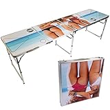CAN'T STOP PARTY SUPPLIES Portable Tailgating Beer Pong Table Easily Foldable - Choose Your Design (Triple Lady)