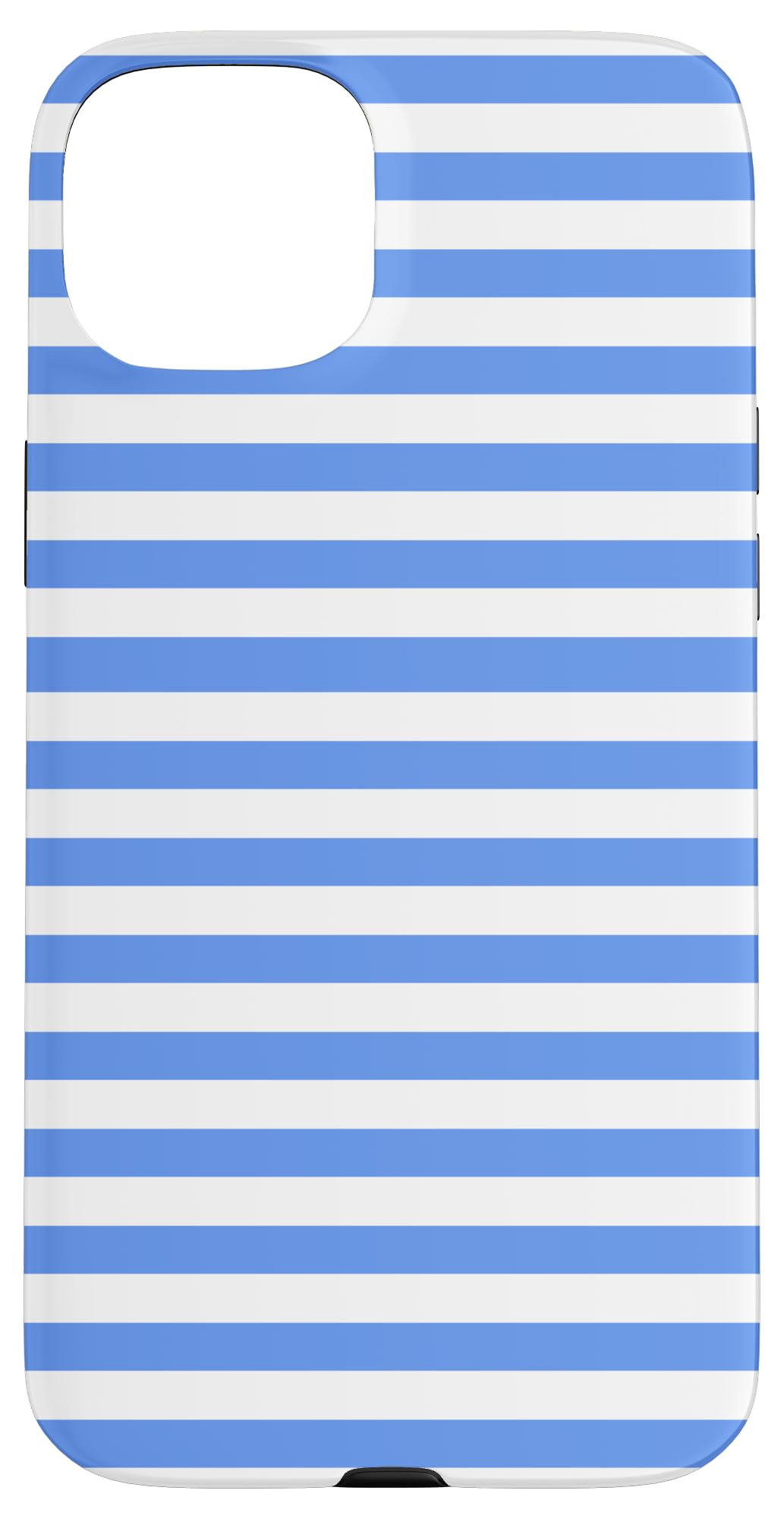 White and Blue Striped Geometric Horizontal Lines Pattern Case for iPhone 15 Plus