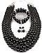 Shineland Elegant Multilayers Simulated Pearl Strand Cluster Collar Bib Choker Costume Jewelry Sets