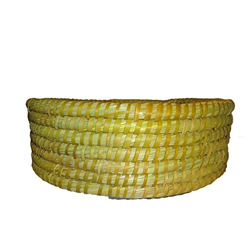 The Crabby Nook Warming Bread Basket with Lotus Warmer Tile Stone Hand Woven For Rolls Appetizers (12 Inch Natural) - Thumbnail 2