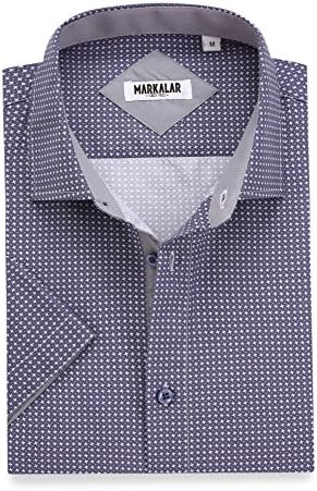Markalar Mens Button Down Shirts Regular Fit Casual Print Dress Shirt
