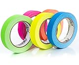 Professional Premium Grade Gaffers Tape - Heavy Duty Gaff Tape - Secures Cables, Labelling, No Sticky Residue, Multipurpose, 5 Pack UV Blacklight Reactive Fluorescent, 1 Inch x 20 Yards, Multicolor