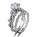 TraveT Women Girls Diamond Leaves Crystal Zircon Ring Jewelry