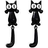 Adorable Cat Earrings for Women Pets Funny Cat Drop Earrings Jewelry for Women Cute Cats Animal Dangle Earring Trendy Black/Gold Cartoon Stud Earring