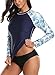 Taylover Women's uv Swim Shirt Women Long Sleeve Rash Guard UV Swimsuit Rash Guard Top Navy