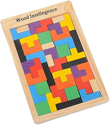 Crissiste Hot selling Puzzle Jigsaw Tetris square block intelligence Puzzle Children Wood beneficial color building toys Alpinia Oxyphylla