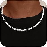 UPFAI 4mm/5mm Cuban Link Chains for Men - 925 Sterling Silver Diamond Cut Cuban Link Curb Chain Necklace Jewelry Gift for Men, 18 20 22 24 Inches