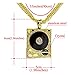 Xusamss Hip Hop DJ 18K Gold Plated Crystal Phonograph Tag Pendant Necklace with Chain