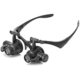 Óculos Lupa Cabeça Profissional Luz Led Lentes 10/15/20/25x 9892G