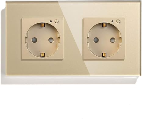 BSEED Doble Enchufe de Pared WiFiSchuko Enchufe inteligente Compatible con Alexa y Google HomeControl de APP y Funcin de Temporizadorproteccin de contacto16A Enchufe de Pared Oro