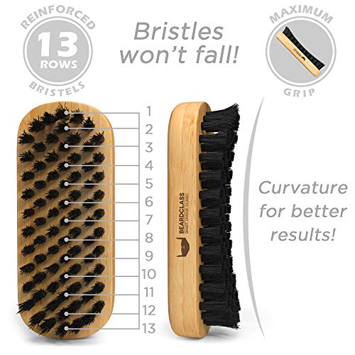 BEARDCLASS Organic Bamboo Beard Brush and Wooden Comb Kit Set - 4 in 1 Beard Grooming Kit Care Set with Dual Sided Comb & Boar Bristle Beard Brush - Mustache Comb and Scissors Include Gift Kit For Men - Thumbnail 5
