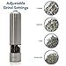 Automatic Pepper Grinder - Easy, One Handed Seasoning - Stylish Stainless Steel, Ceramic Spice Grinders - Battery Operated with LED Light - Adjustable Grain Coarseness For A Perfect Grind