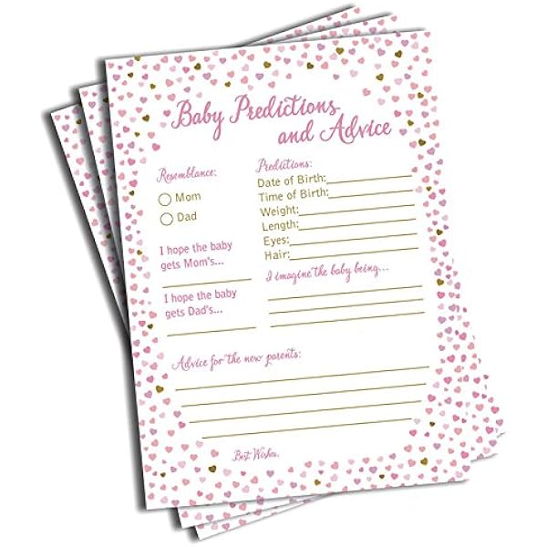Amazon Com 50 Baby Predictions And Advice Pink Heart Baby Shower Game New Mom Dad Card Or Mommy Daddy To Be Girl Babies New Parent Message Advice Book