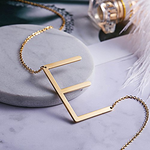 image for RINHOO Stainless Steel Gold Initial Alphabet 26 Letters Script Name Pe