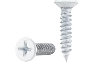 XQDWX #6 X 1/2 Inch Stainless Steel Self-Tapping Wood Screw Set, Suitaple for Home Renovation, Furniture Assembly, and Wood Working Projects, White Head, 150 Pack, 3514WS-WH-150