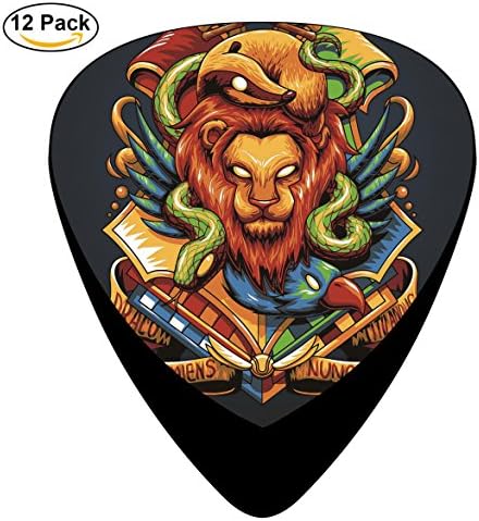 Hogwarts Houses Lion Celluloid Guitar Picks 12 Pack Includes Thin,Medium,Heavy Gauges For Electric Acoustic Guitar