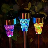 Outdoor Solar Garden Lights - 3 Pack Mosaic Solar Powered Stake Lights, Solar Garden Stake Landscape Lights for Garden Flowerbed Path Walkway Patio Lawn Outdoor Decoration