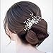 BriLove Wedding Bridal Hair Comb Accessories with Ivory Color Simulated Pearl Crystal Floral DIY Handmade Bendable Filigree Bead for Women Clear Silver Tone.