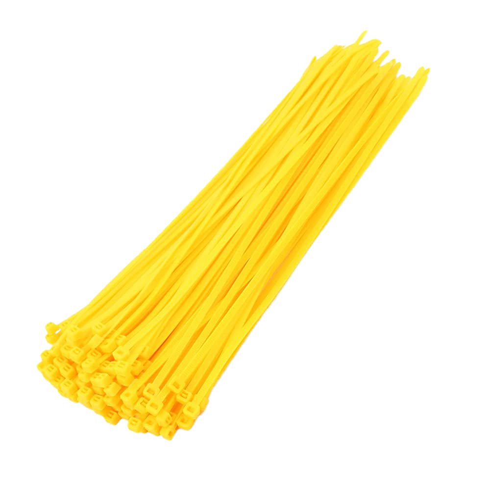 KafTon 100Pack Cable Ties 100mm 200mm 300mm Black Natural Colour Nylon Zip Ties (370mm x 7.6mm, Yellow)