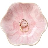 JAMEND CLXP Lotus Leaf Shape Decorative Ring Tray, Small Key Bowl, Ceramic Trinket Tray Jewelry Dish Organizing Necklace Earrings, Home Decoration for Mom Best Friend Sister, Pink.