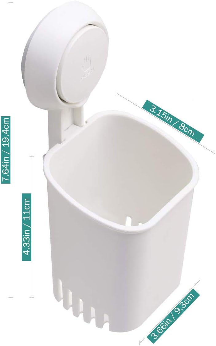LUXEAR Bathroom Waterproof Suction Cup Toothbrush Holder Drill-Free Removable Wall Mounted Toothpaste Razor Suction Holder - Multifunction Shower Storage Organizer for Small Toiletry Items, White: Home & Kitchen