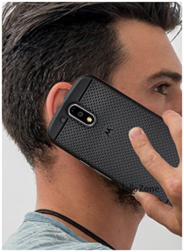 Hello Zone Exclusive Dotted Matte Finish Soft Back Case Cover for Moto G Plus, 4th Gen-Black
