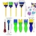 APLANET 16pcs Mini Painting Foam Sponge Brush Tools For Kids Painting Learning